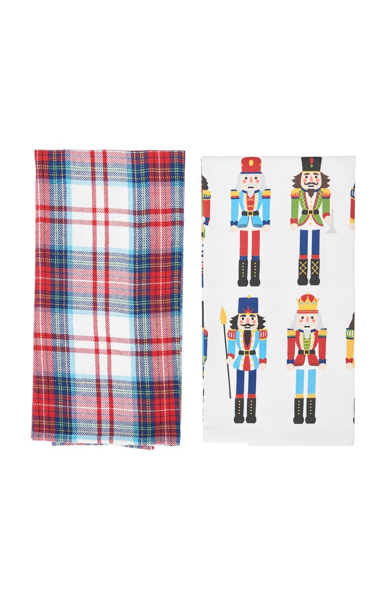 C&F Home Nutcracker Plaid Printed & Woven Kitchen Towel Set of 2, Alternate, color, Blue