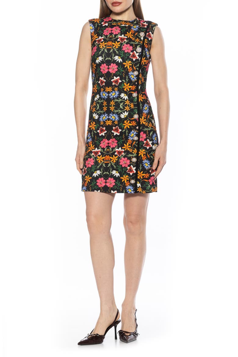 Stripe Detail Sleeveless Shift Dress, Main, color, BLACK MULTI