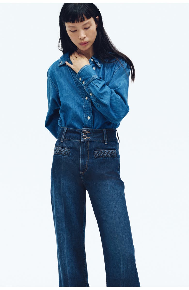 H&M Wide High Jeans, Alternate, color, Dark Denim Blue