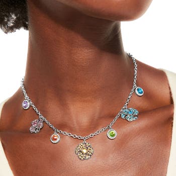 Flower Stone Charm Necklace