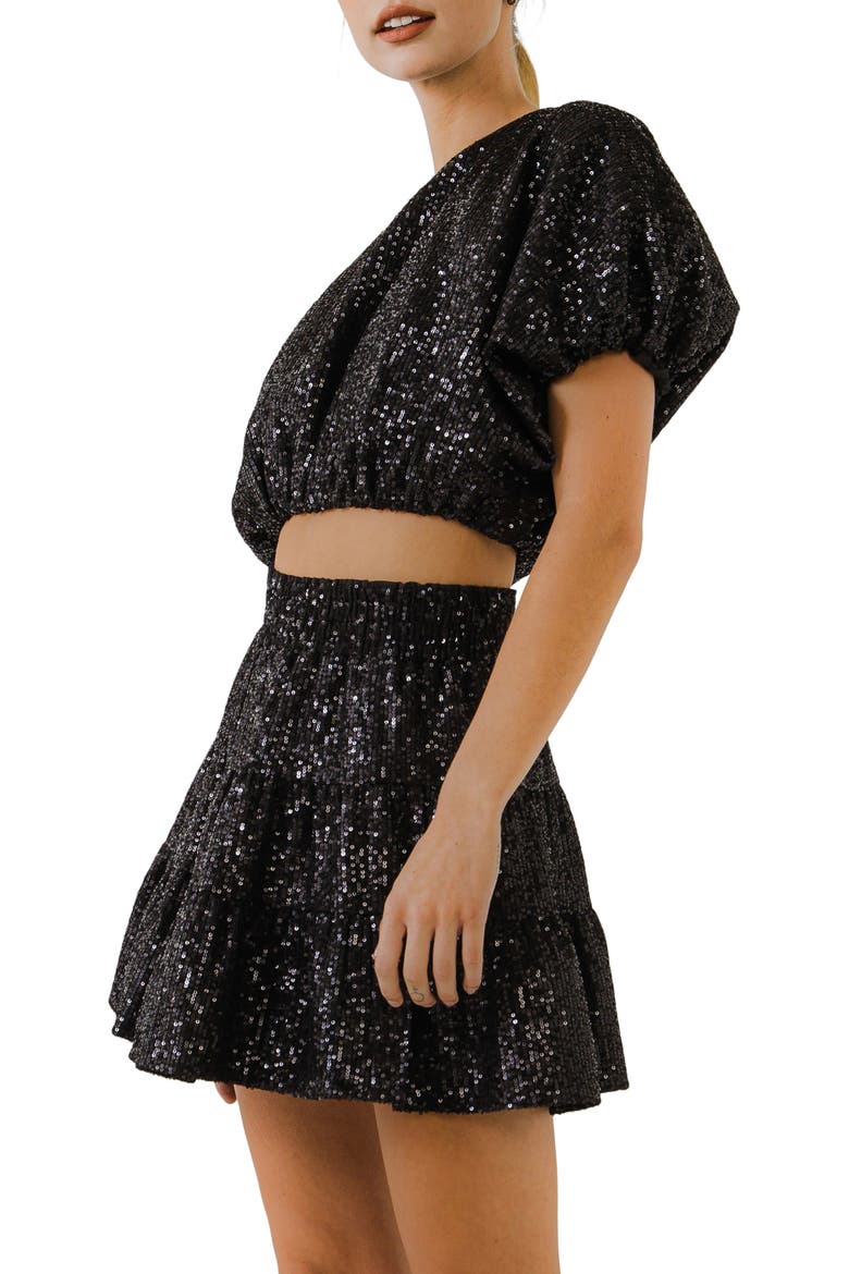 Sequins Crop Top, Alternate, color, BLACK