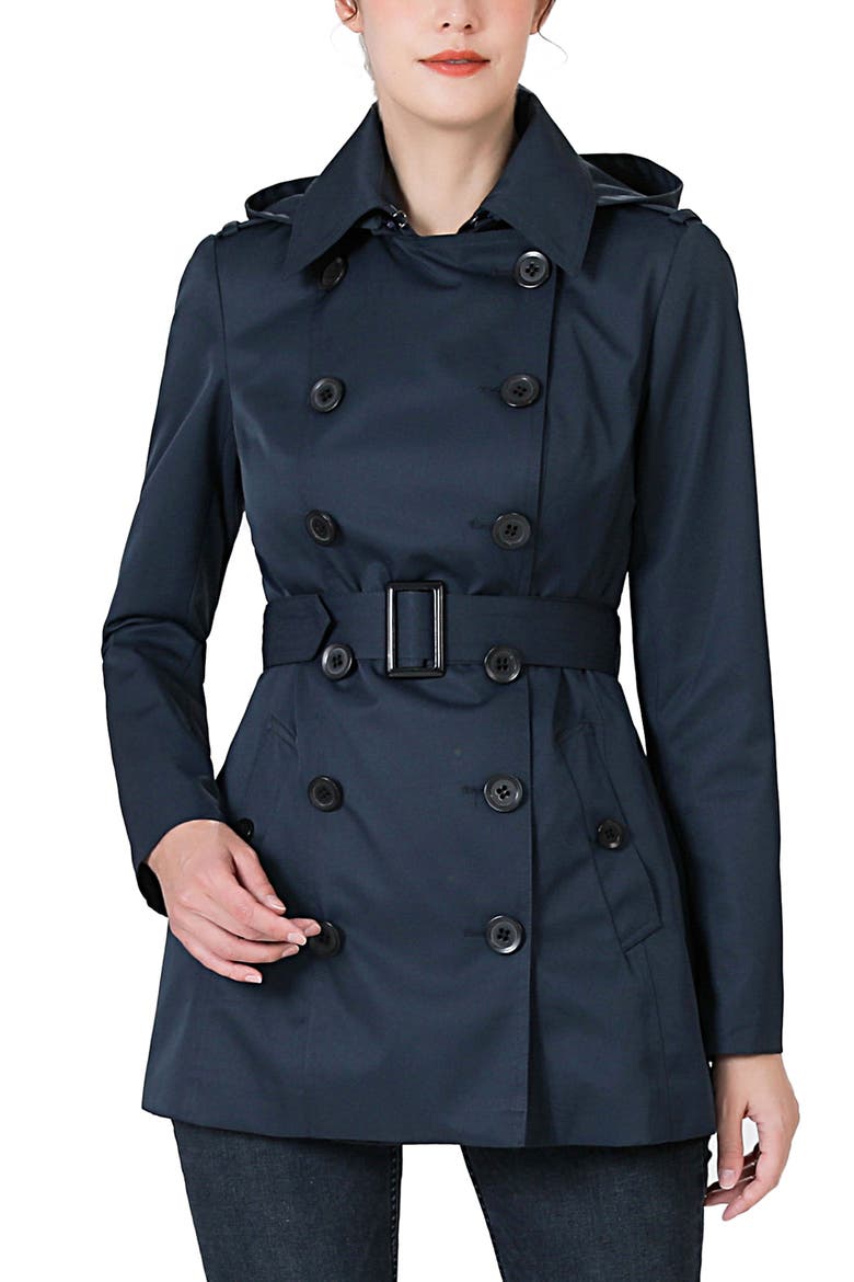 Women's Noa Short Trench Coat, Alternate, color, Navy