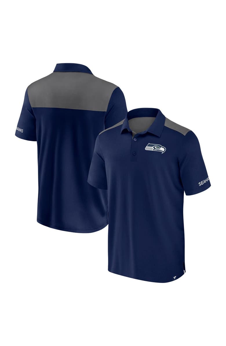FANATICS Men's Fanatics Navy/Gray Seattle Seahawks Colorblock Polo, Alternate, color, Navy