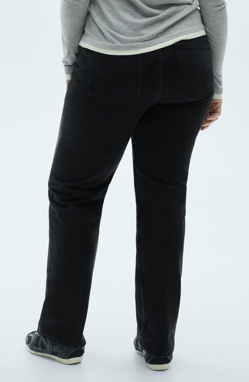 Shop Mango Matilda Mid Rise Straight Leg Jeans In Black Denim