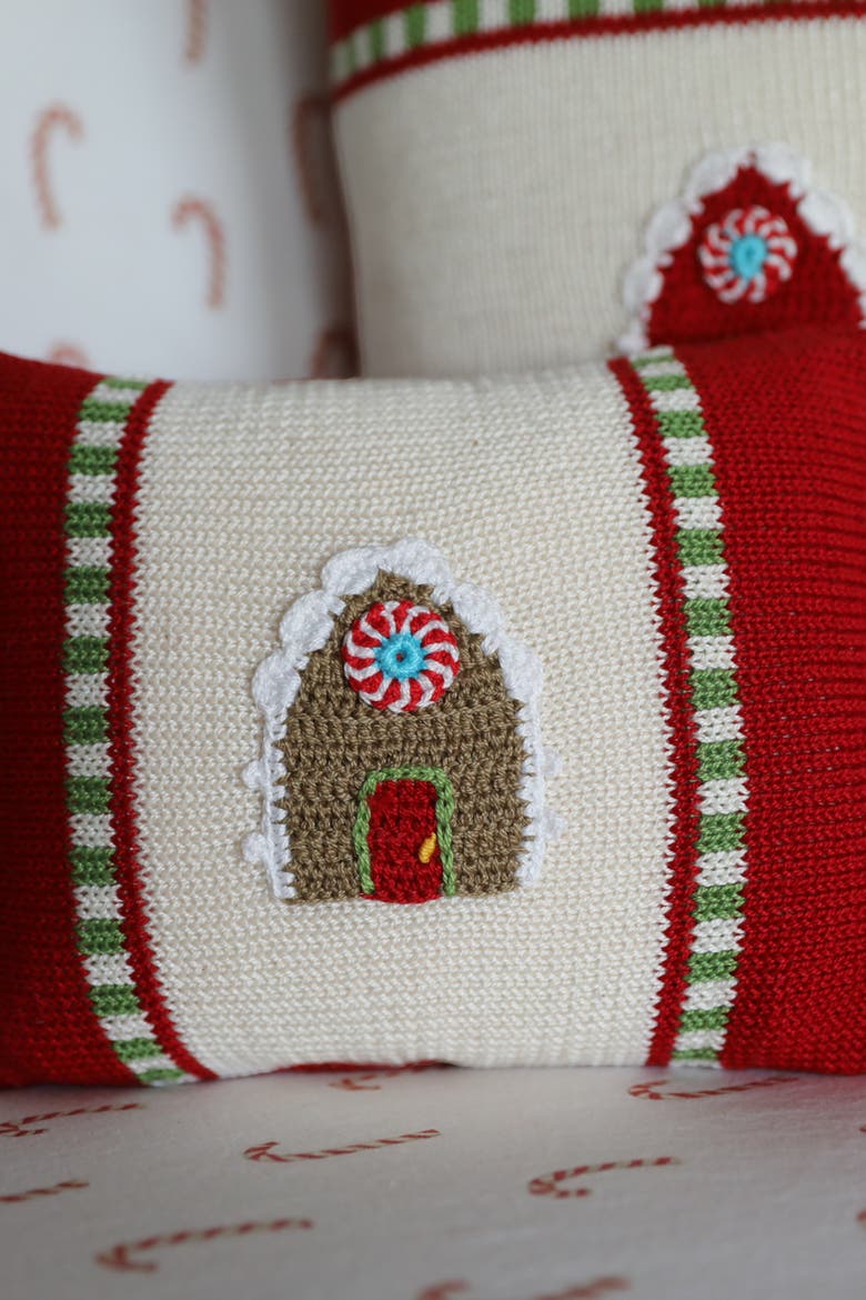 Gingerbread House Mini Pillow, Alternate, color, Red