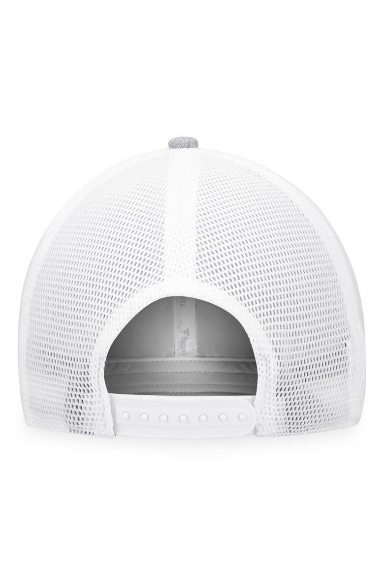 Women's  Fanatics Branded Heather Gray/White Toronto Maple Leafs Iconic Glimmer Trucker Snapback Hat, Alternate, color, Heather Gray