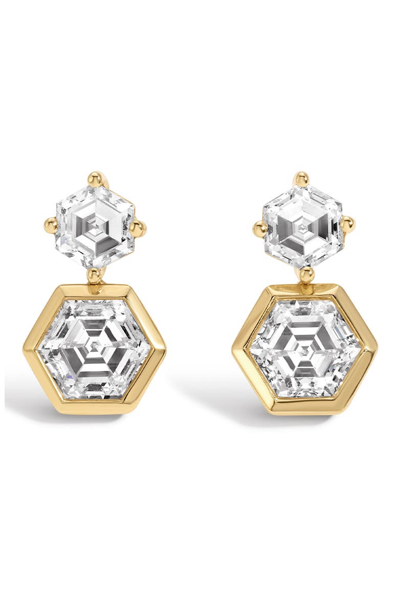 Lab Grown Diamond Hexagon Drop Earrings, Alternate, color, 14K YELLOW GOLD