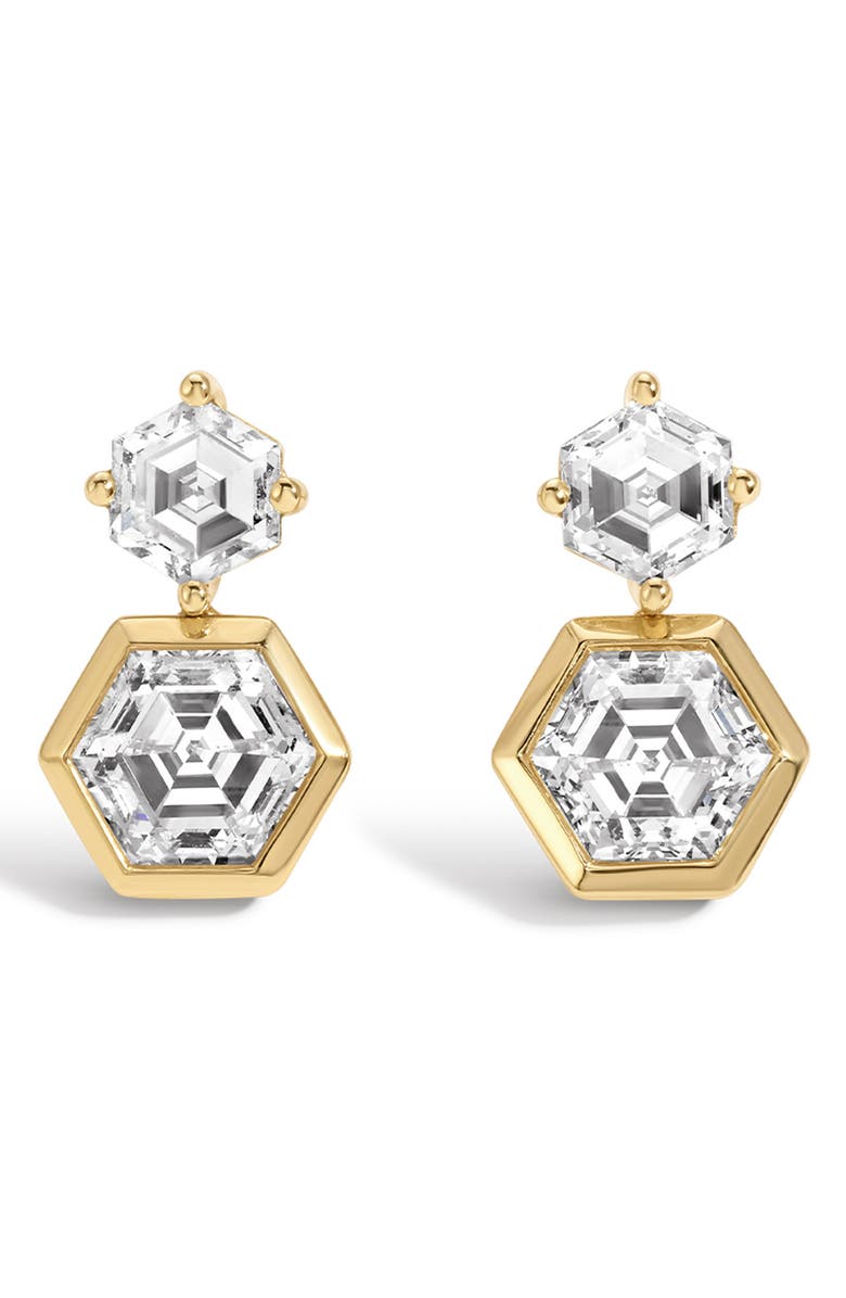 Adina Reyter Lab Grown Diamond Hexagon Drop Earrings, Alternate, color, 14K Yellow Gold