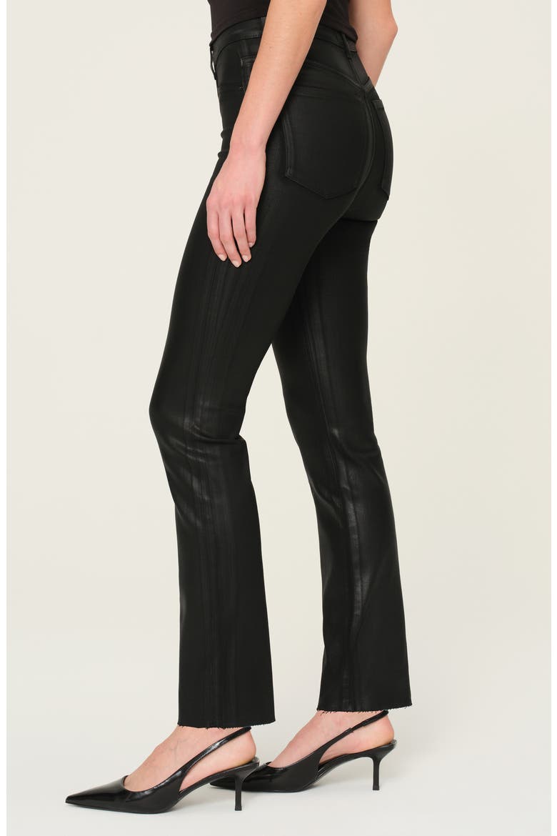 Halle Instasculpt Raw Hem High Waist Ankle Straight Leg Jeans, Alternate, color, BLACK COATED