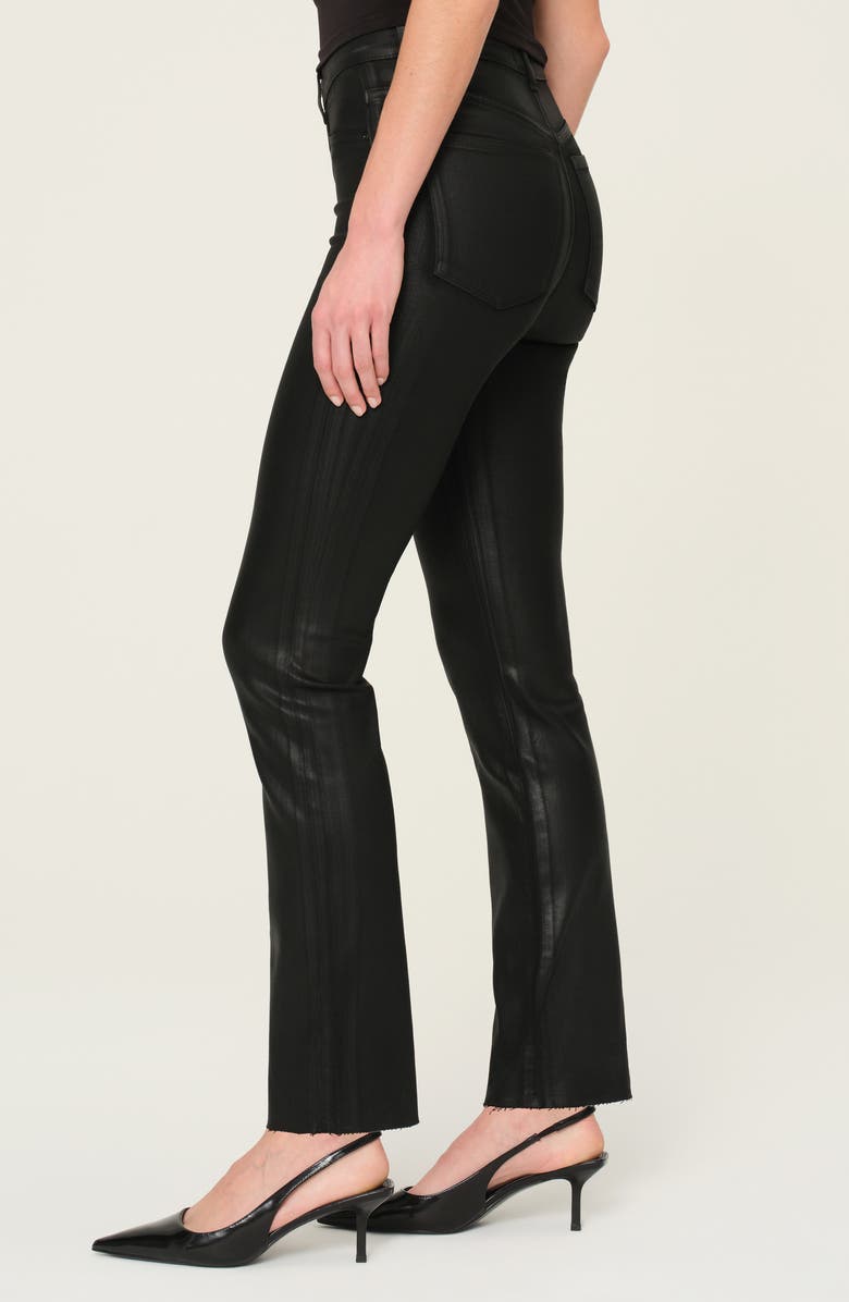 DL1961 Halle Instasculpt Raw Hem High Waist Ankle Straight Leg Jeans, Alternate, color, Black Coated