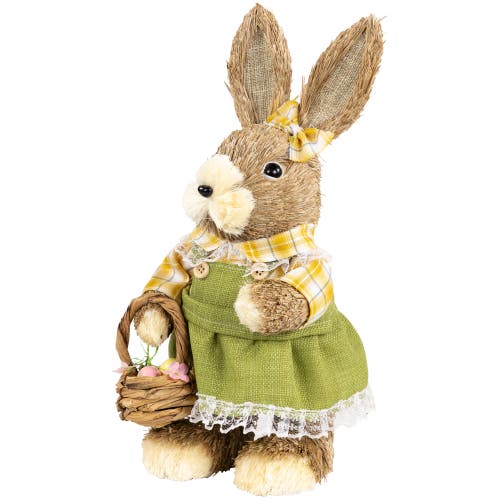 Northlight Rustic Girl Rabbit With Easter Basket Figure In Yellow