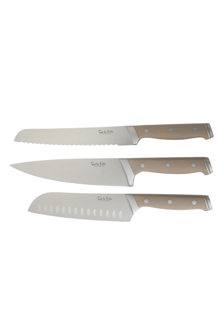 14-Piece German Steel Forged Knife Block Set with Beechwood Block, Alternate, color, Taupe