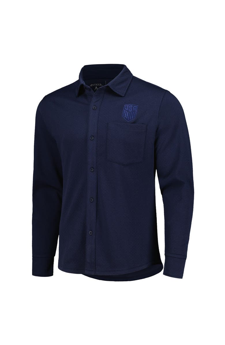 ANTIGUA Men's Antigua Navy USMNT Streamer Diamond Button-Up Shacket, Alternate, color, Navy