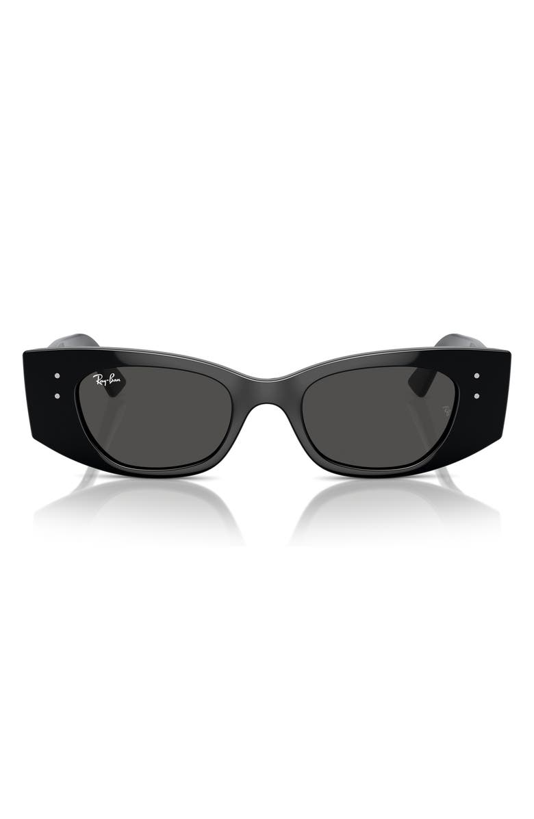 Ray-Ban Kat 49mm Small Rectangular Sunglasses, Alternate, color, Black