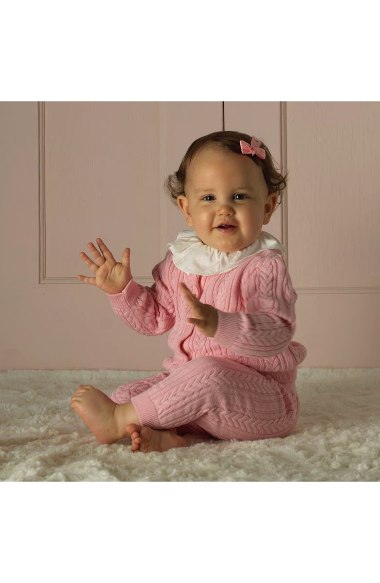 Rachel Riley Cable Knit Set, Alternate, color, Pink