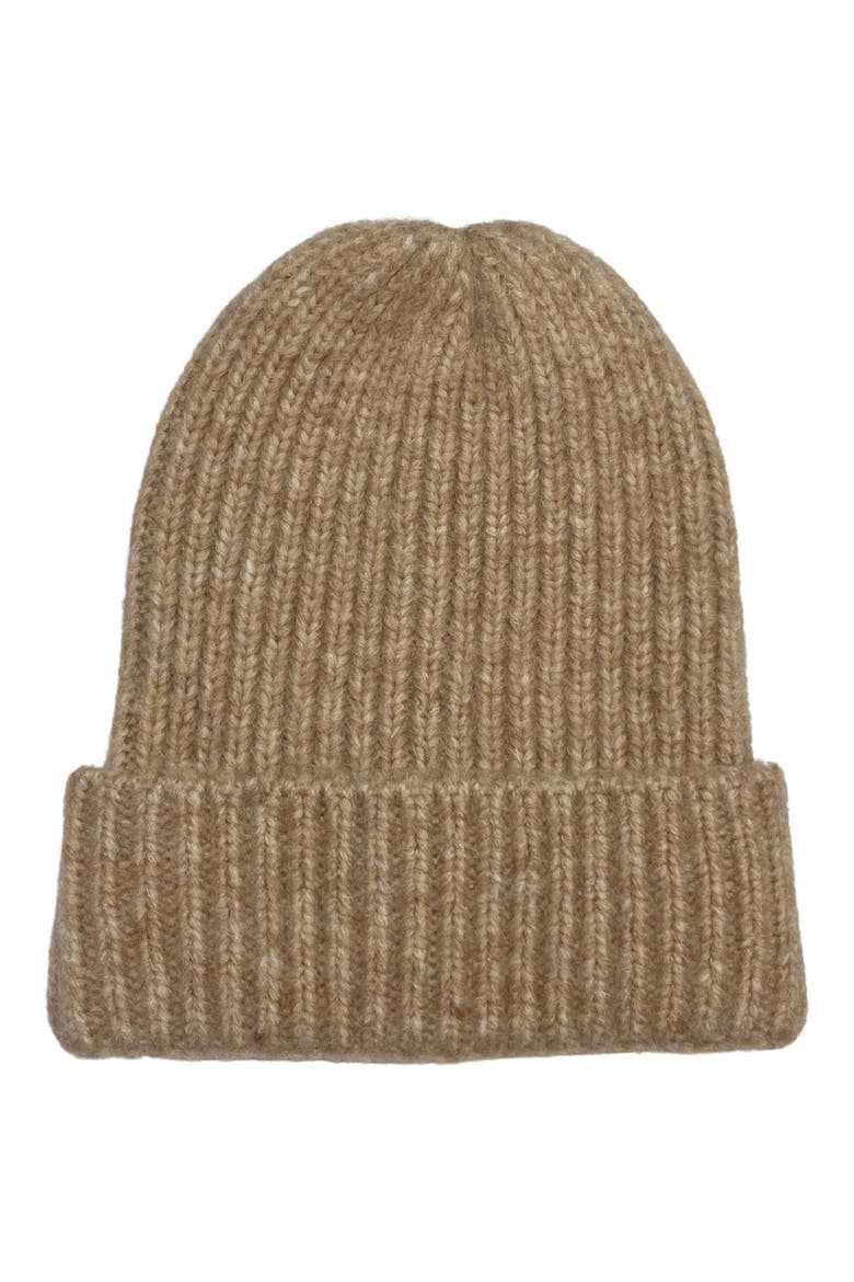 Rib Knit Beanie, Main, color, CAMEL