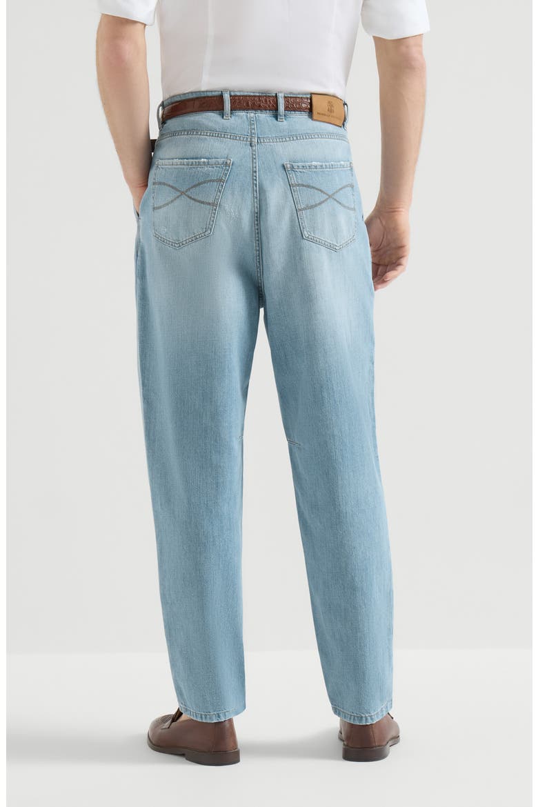 Denim trousers with rips, Alternate, color, Light Blue Denim