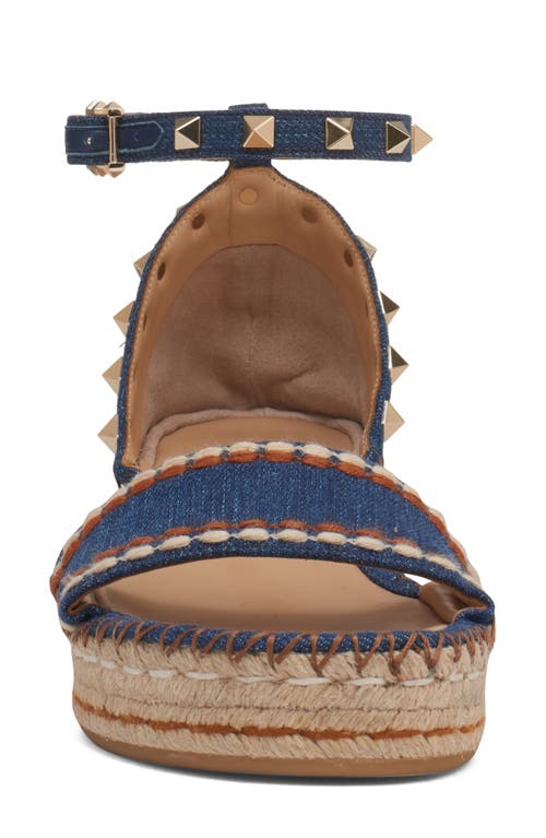 Valentino Rockstud Denim Wedge Espadrille Sandals