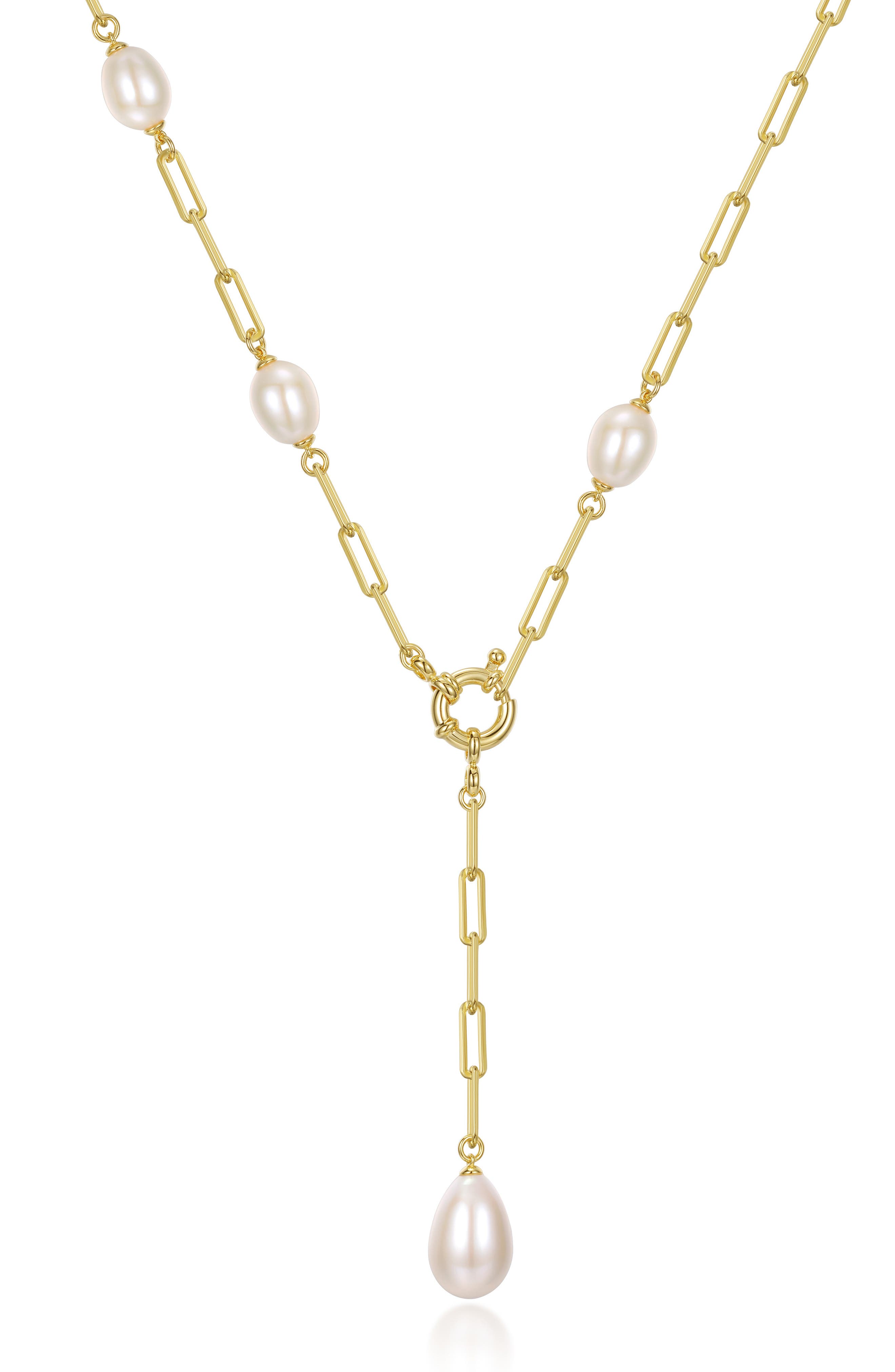 Imitation Pearl Lariat Necklace