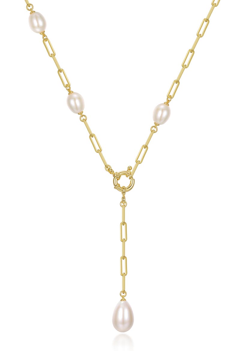 Imitation Pearl Lariat Necklace, Main, color, PEARL