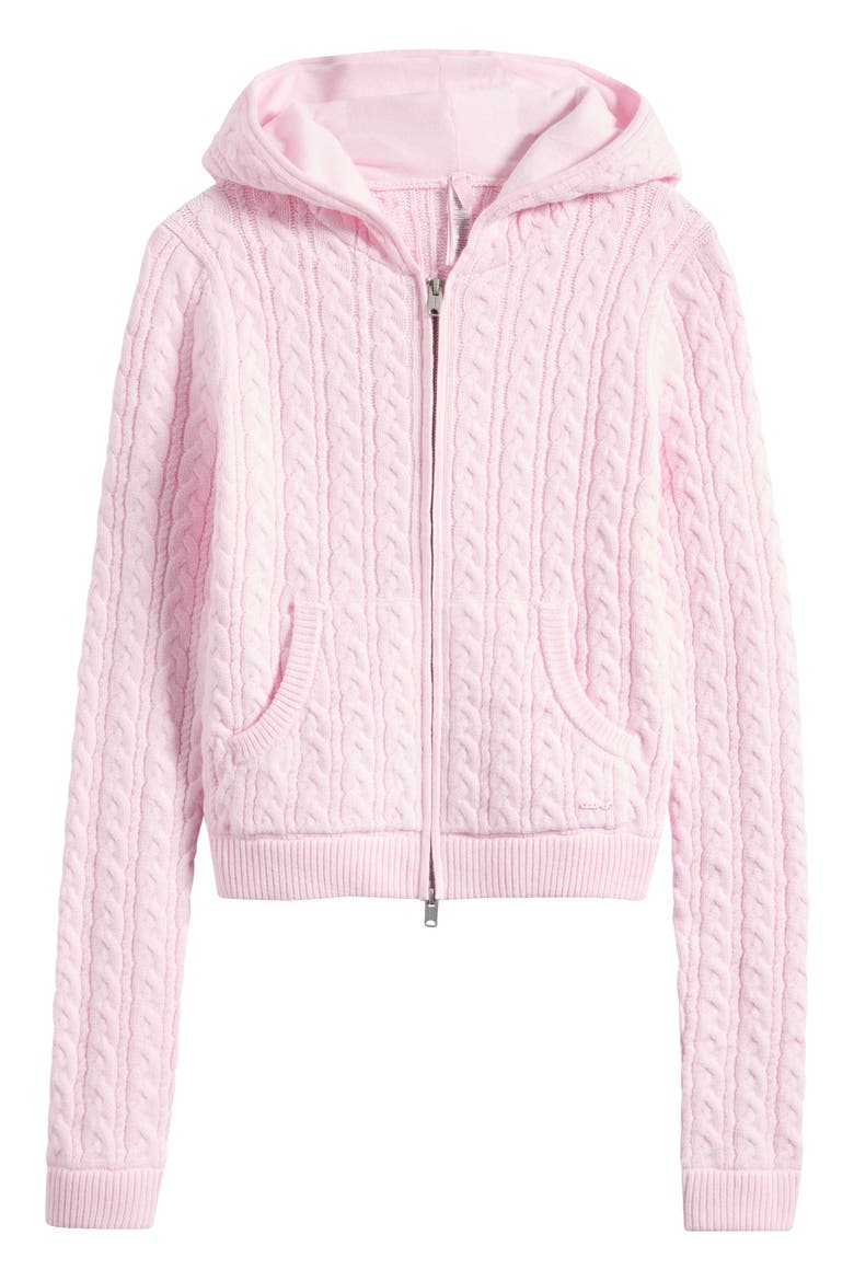 Sweater Knit Cable Zip-Up Hoodie, Main, color, CHERRY BLOSSOM