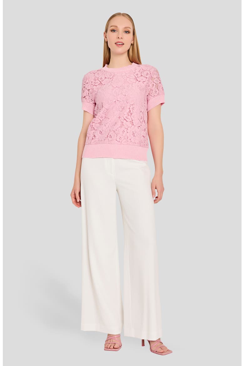 Lace Front Sweater, Alternate, color, TEA ROSE