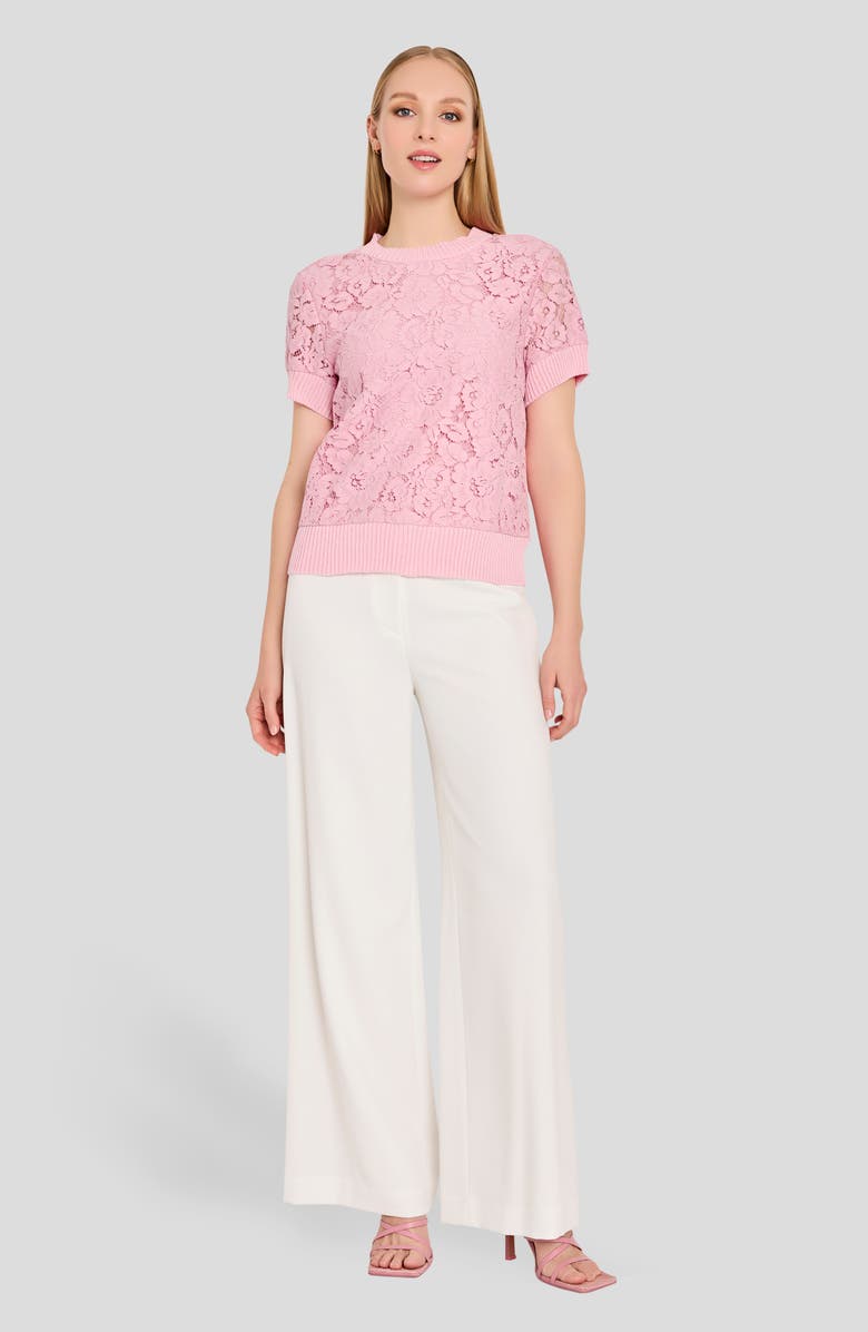 Tahari ASL Lace Front Sweater, Alternate, color,