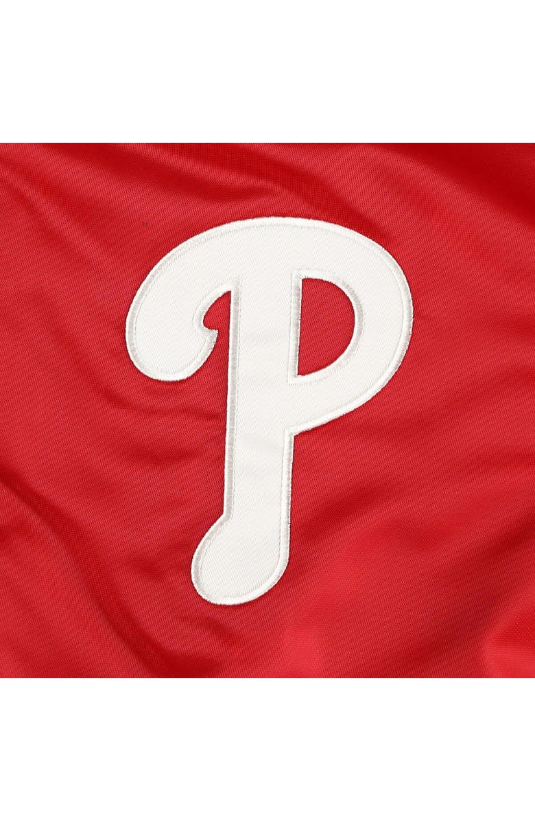 STARTER Men's Starter Red Philadelphia Phillies Pick & Roll Satin Varsity Full-Snap Jacket, Alternate, color,