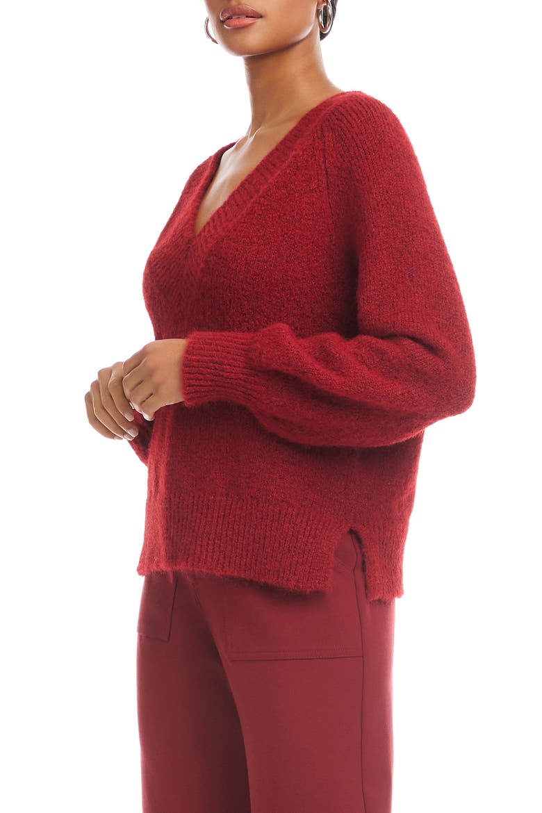 Heather V-Neck Sweater, Alternate, color, RED