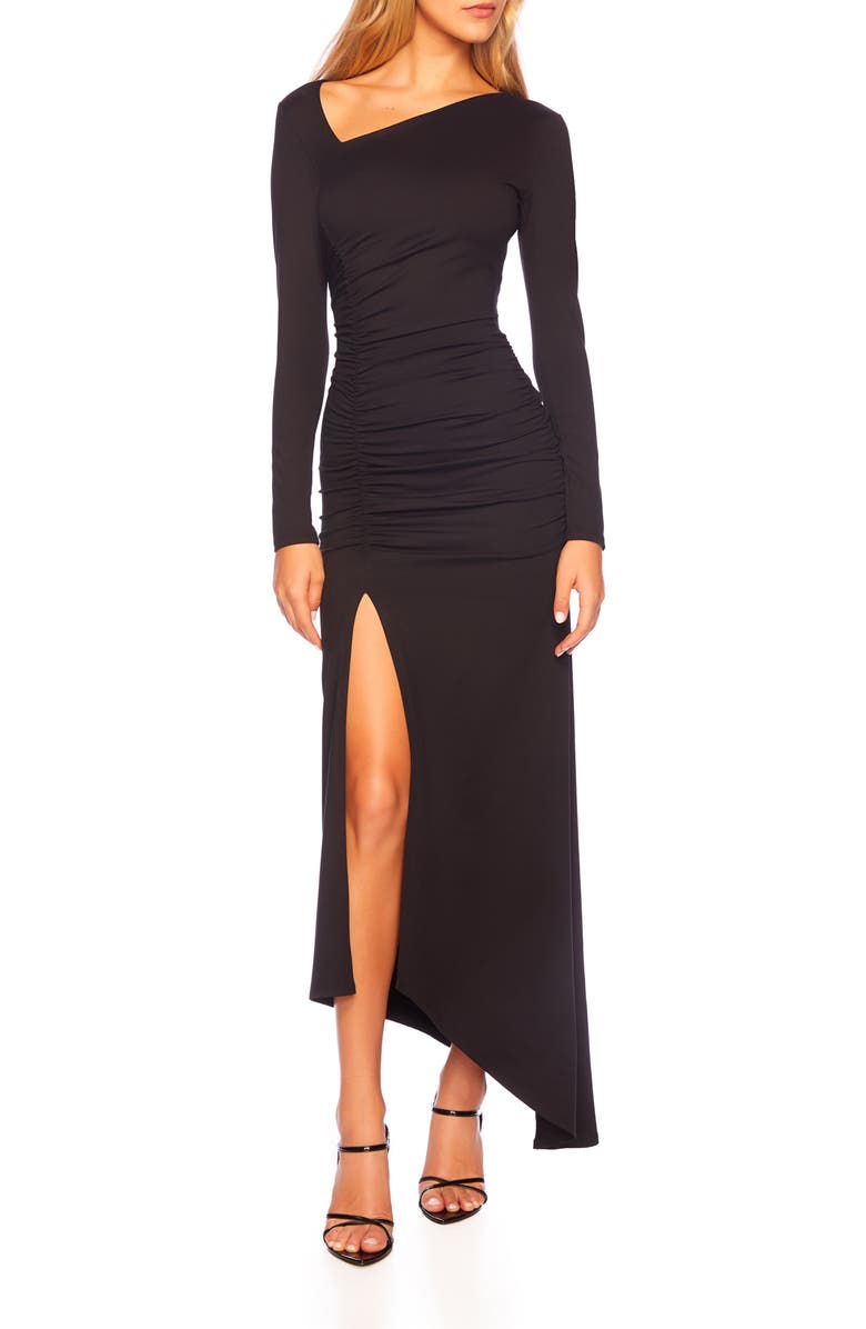 Susana Monaco Long Sleeve Ruched Slit Maxi Dress, Main, color, 