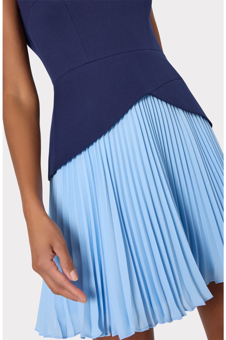 Haddy Colorblock Pleated Sleeveless Minidress, Alternate, color, NAVY