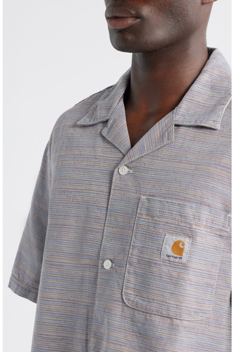 Gellar Short Sleeve Cotton Jacquard Camp Shirt, Alternate, color, GELLAR STRIPE MULTICOLOR
