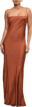 Good American Satin Maxi Slipdress