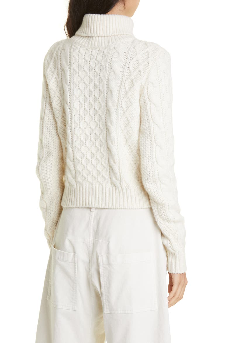Andrina Wool & Cashmere Cable Turtleneck Sweater, Alternate, color, IVORY