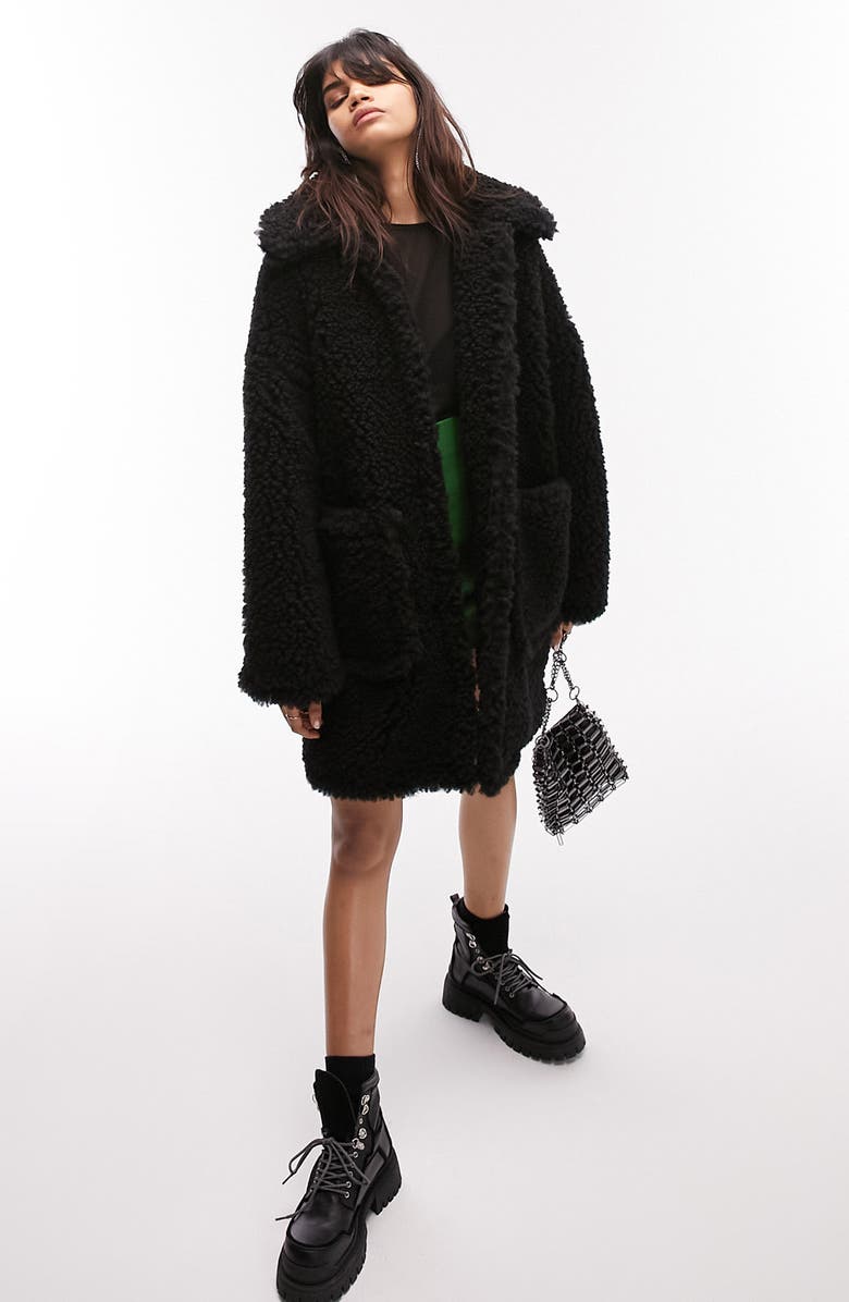 Topshop Chunky Faux Shearling Coat, Main, color,