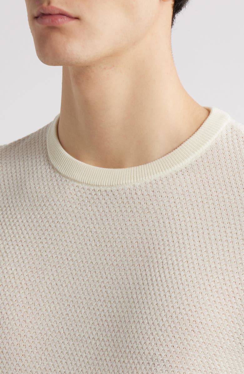 Emporio Armani Textured Dot Short Sleeve Crewneck Sweater, Alternate, color, Ivory