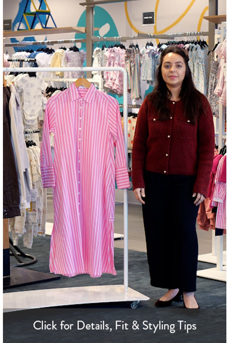 Stripe Oversize Long Sleeve Cotton Poplin Shirtdress video