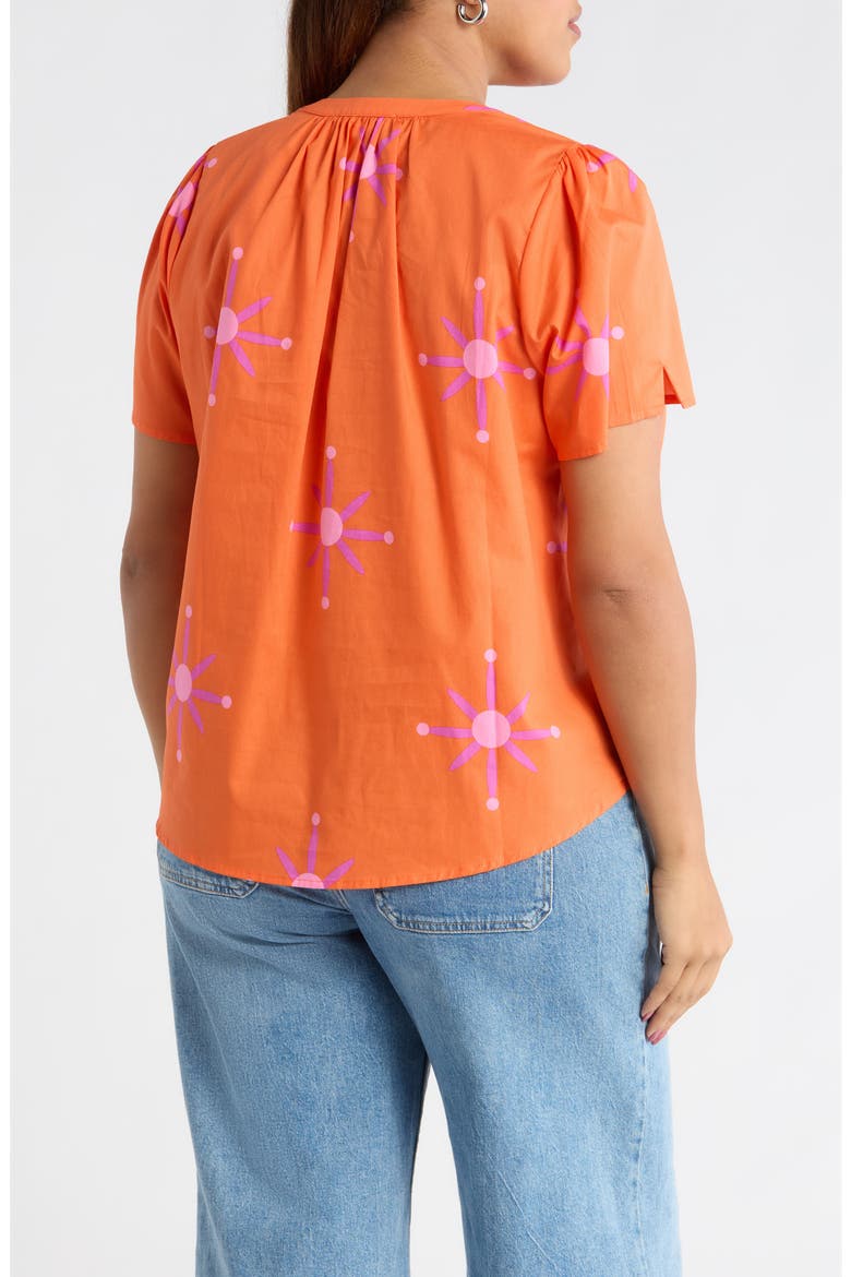 Karani Starburst Xoey Split Neck Top, Alternate, color, ORANGE FUCHSIA