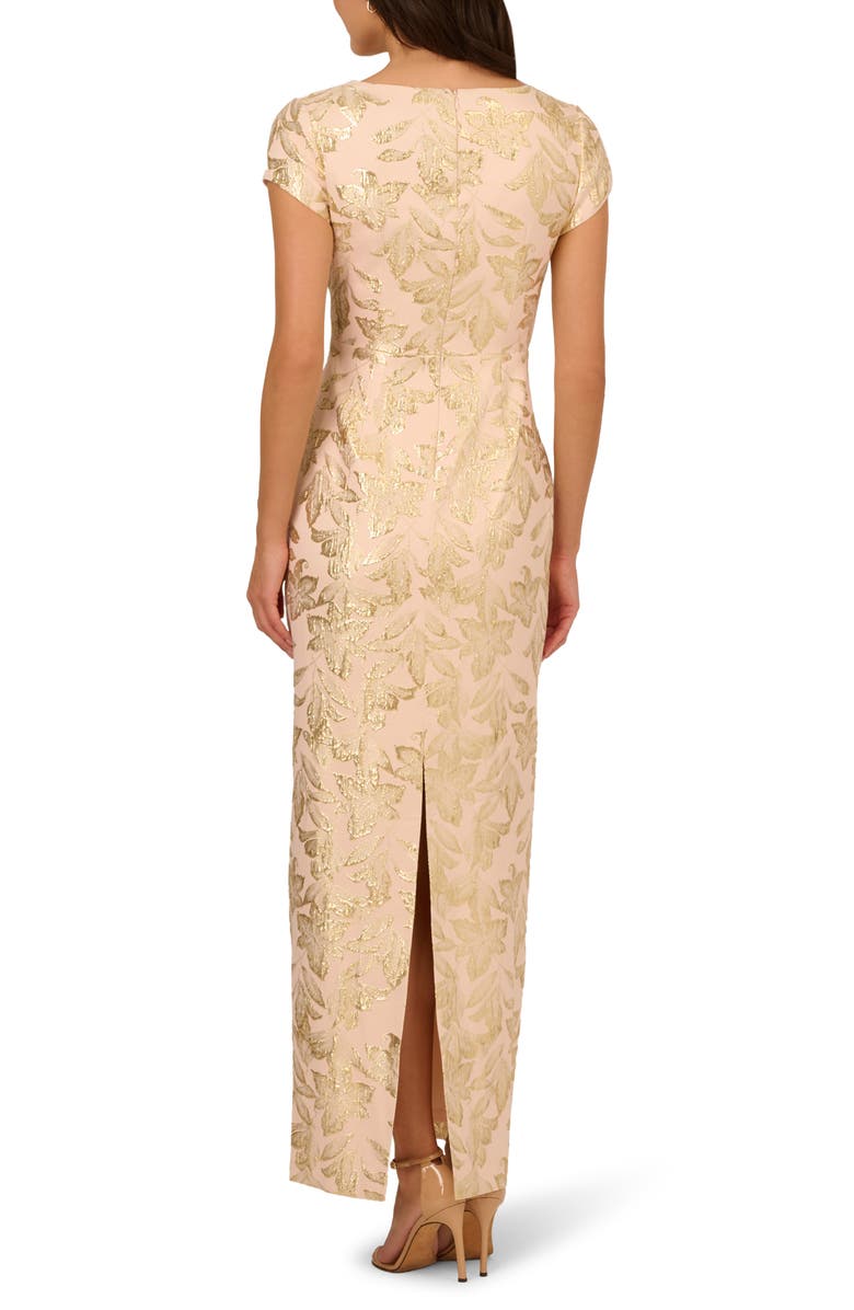 Adrianna Papell Matelasse Floral Metallic Gown, Alternate, color, 