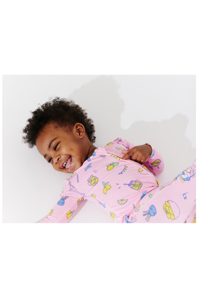 Kids' Pink Lemonade Convertible Footie Pajamas, Alternate, color, PINK LEMONADE