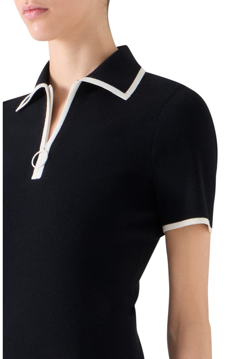 Zip Polo, Alternate, color, BLACK-CREAM