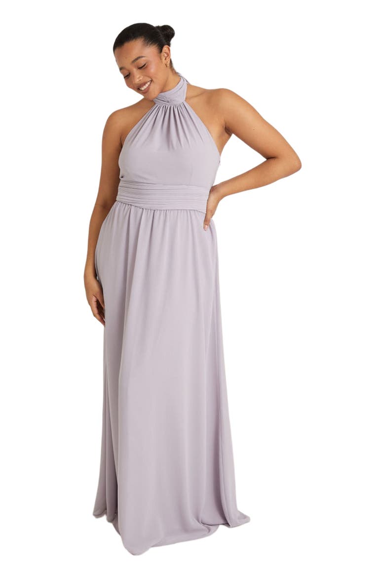 Halter Neck Chiffon Bridesmaid Dress, Main, color, Lilac