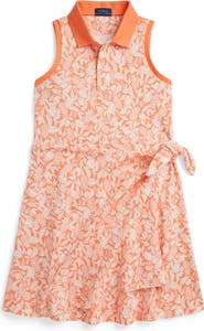 Polo Ralph Lauren Kids' Sleeveless Stretch Cotton Mesh Faux Wrap Shirtdress