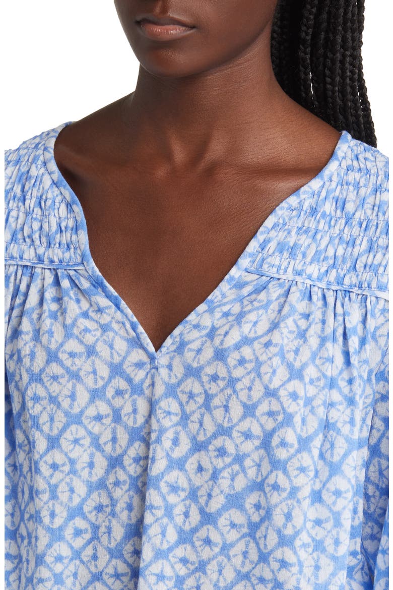 Emryn Abstract Print Cotton Peasant Top, Alternate, color, RIO SHELL