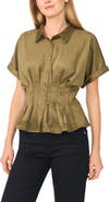 Halogen® Gathered Faux Suede Top