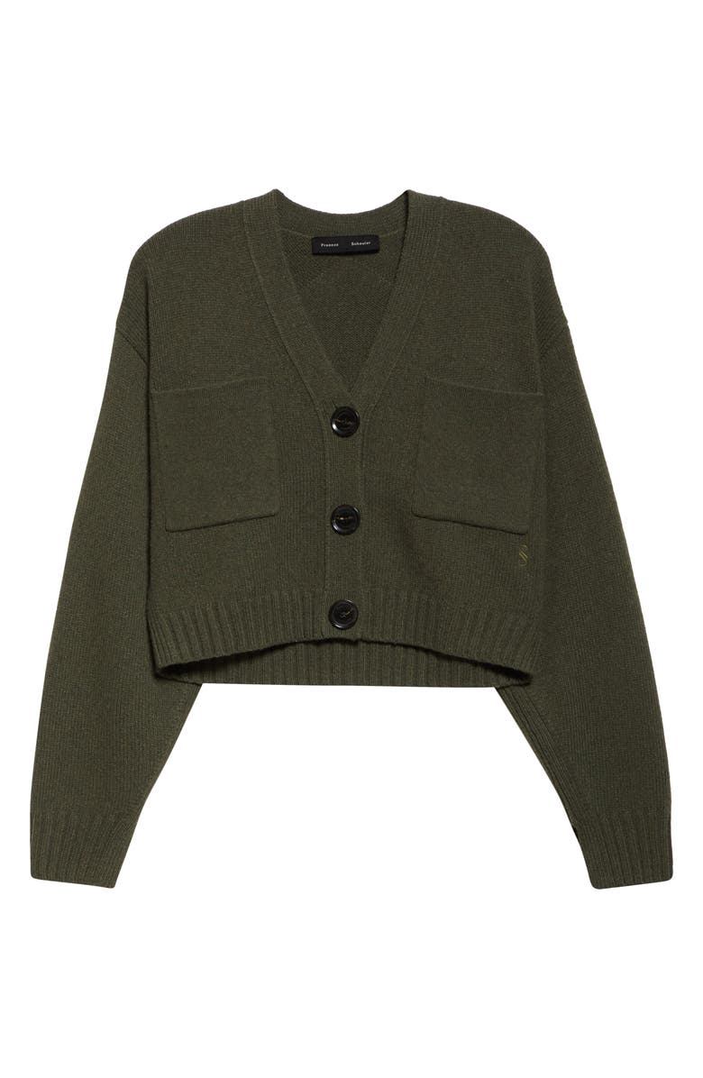 Proenza Schouler Sofia Oversize Cashmere & Wool Crop Cardigan, Alternate, color, Fatigue