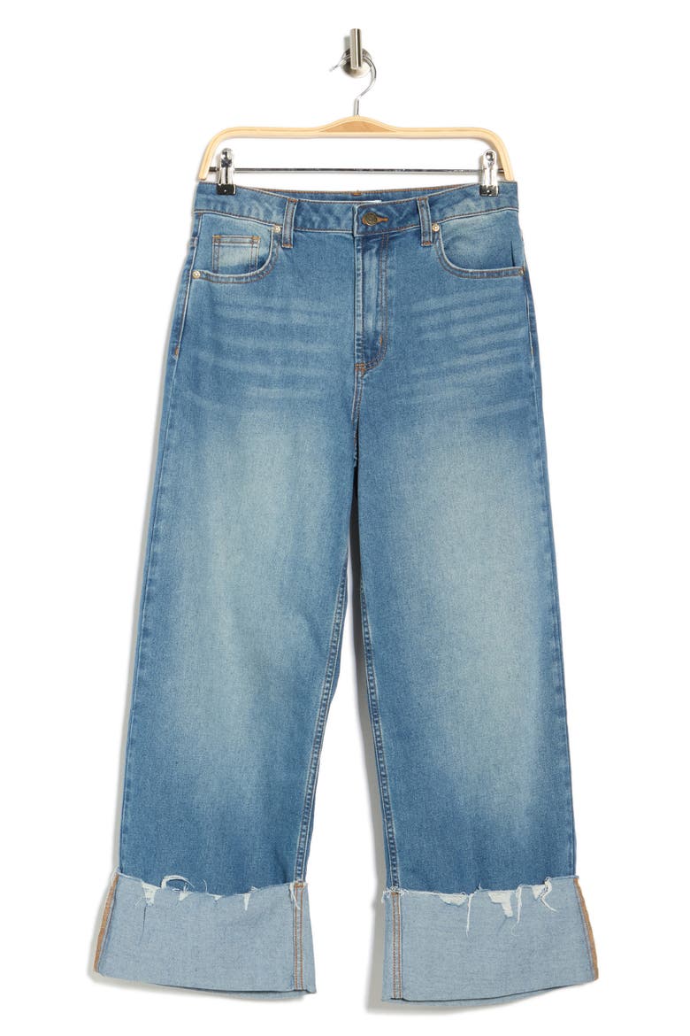 Cuffed Wide Leg Jeans, Alternate, color, MEDIUM WASH