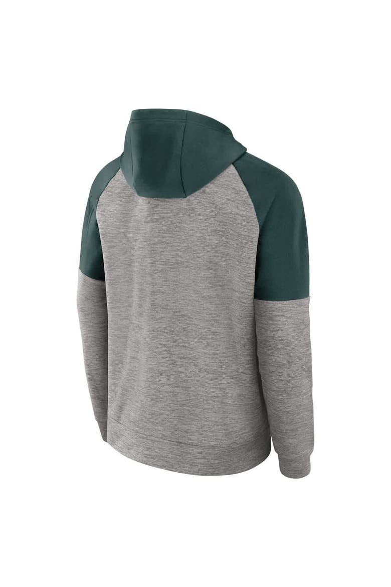 Men's Nike Heather Gray Michigan State Spartans Fitness Raglan Performance Full-Zip Hoodie, Alternate, color, Heather Gray