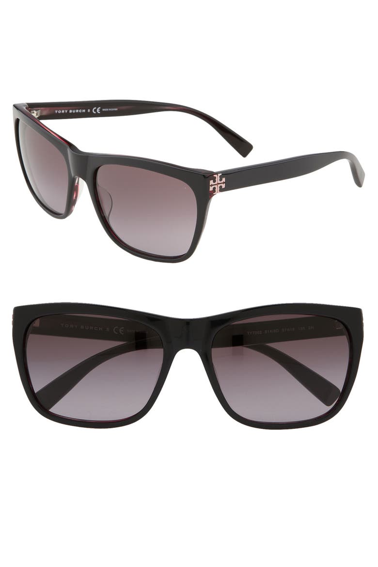 Retro Inspired 57mm Square Sunglasses, Main, color, GREY PLUM