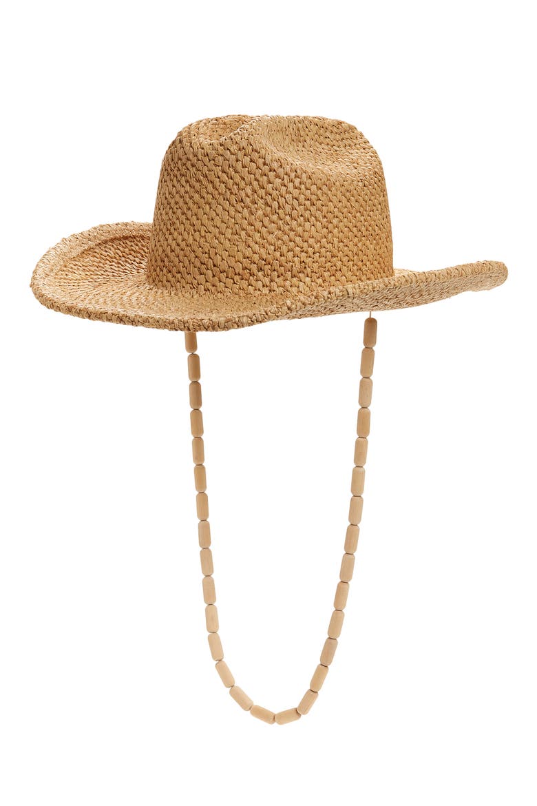 Raffia Cowboy Hat, Main, color, NATURAL RAFFIA